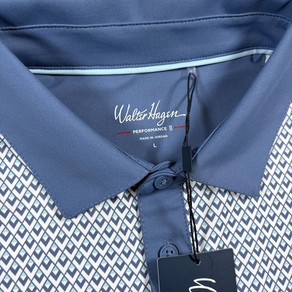 Walter Hagen Performance 11 Polo Shirt Mens Large Diamond Foulard White Golf - Picture 3 of 6